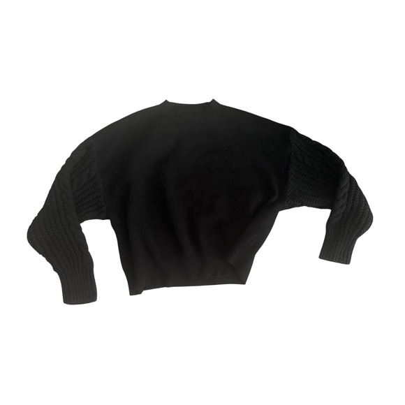 Zara Sweaters - Zara Womens Black Cable Knit Mixed Texture Balloon Sleeve Mock Neck Sweater L